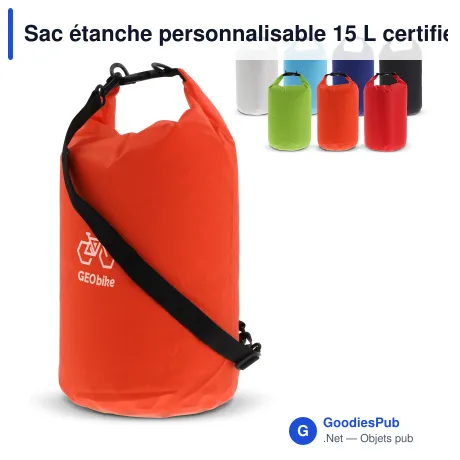Sac étanche personnalisable 15 L certifié IPX6 avec logo - Ripstop