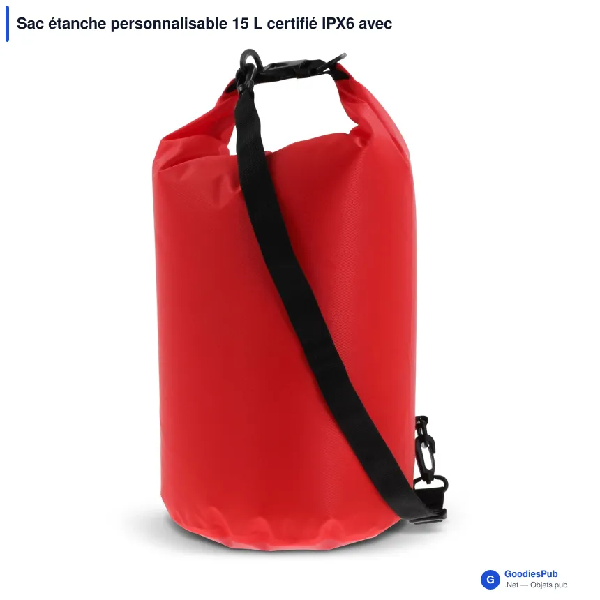 Sac étanche personnalisable 15 L certifié IPX6 avec logo - Ripstop - Image 2
