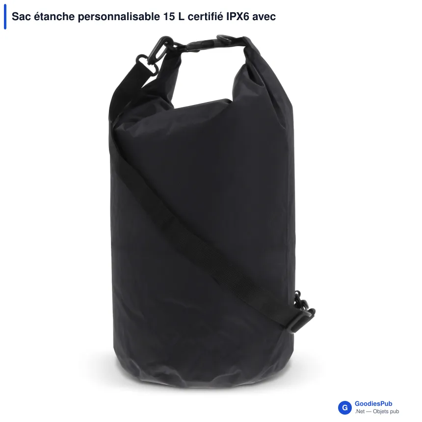 Sac étanche personnalisable 15 L certifié IPX6 avec logo - Ripstop - Image 3