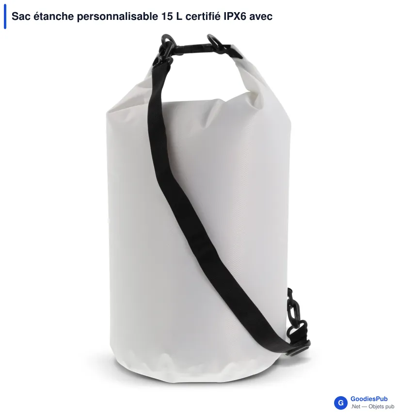 Sac étanche personnalisable 15 L certifié IPX6 avec logo - Ripstop - Image 4