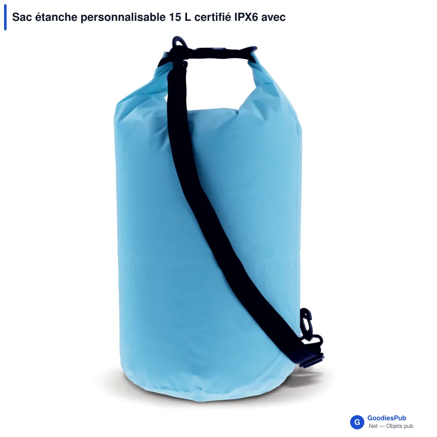 Sac étanche personnalisable 15 L certifié IPX6 avec logo - Ripstop - Image 5