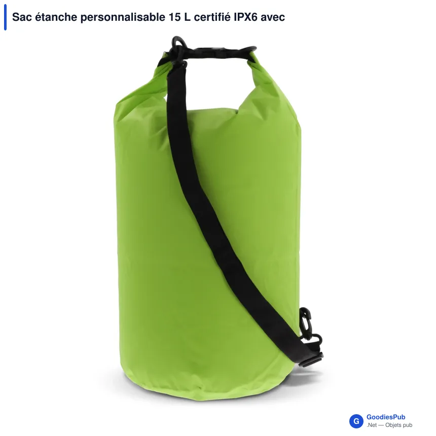 Sac étanche personnalisable 15 L certifié IPX6 avec logo - Ripstop - Image 6