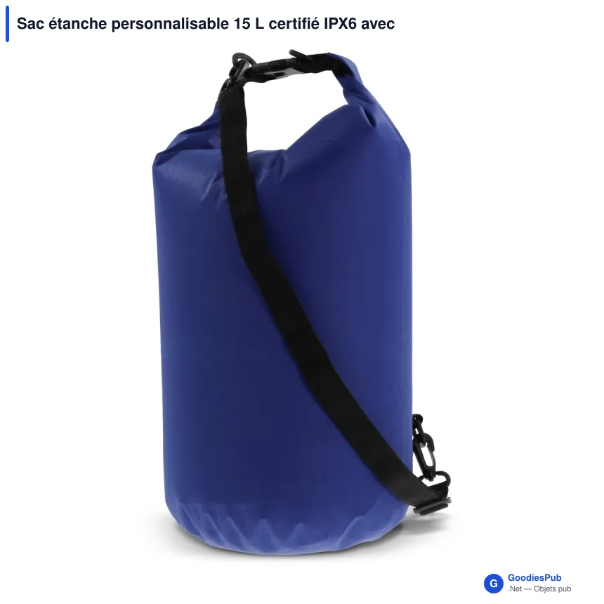 Sac étanche personnalisable 15 L certifié IPX6 avec logo - Ripstop - Image 7