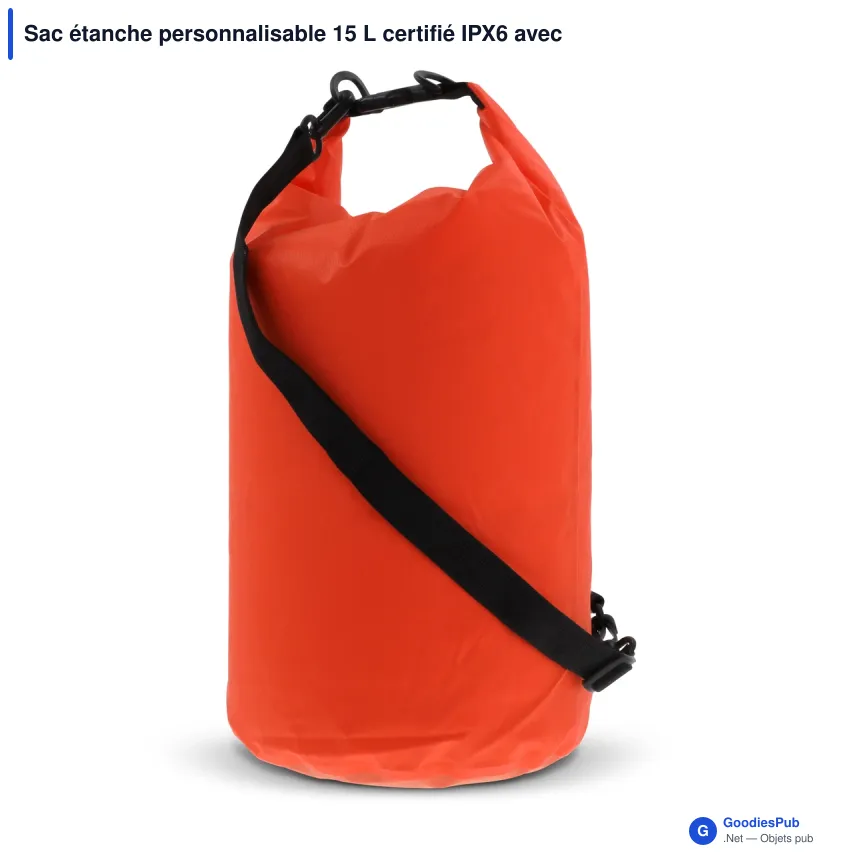 Sac étanche personnalisable 15 L certifié IPX6 avec logo - Ripstop - Image 8