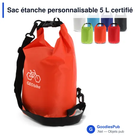 Sac étanche personnalisable 5 L certifié IPX6 avec logo - Ripstop