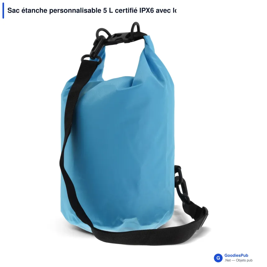 Sac étanche personnalisable 5 L certifié IPX6 avec logo - Ripstop - Image 7