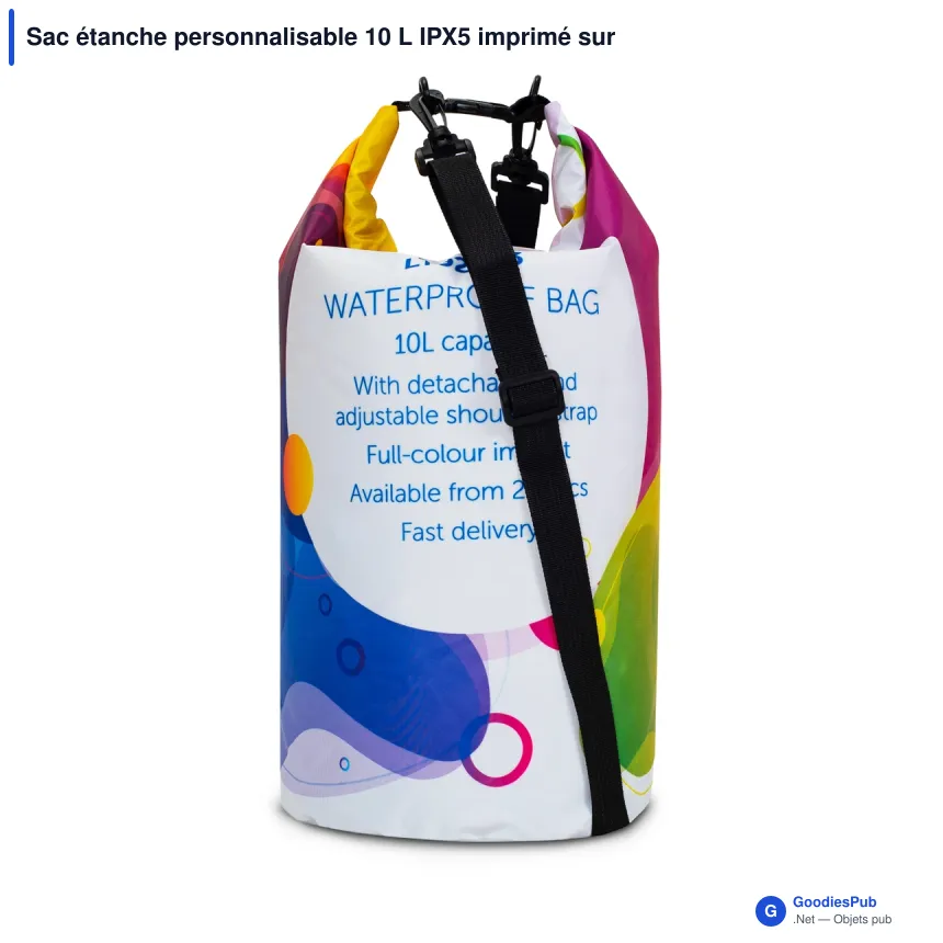 Sac étanche personnalisable 10 L IPX5 imprimé sur mesure avec logo - Full color - Image 2