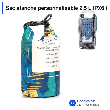 Sac étanche personnalisable 2,5 L IPX6 imprimé sur mesure avec logo - Full color