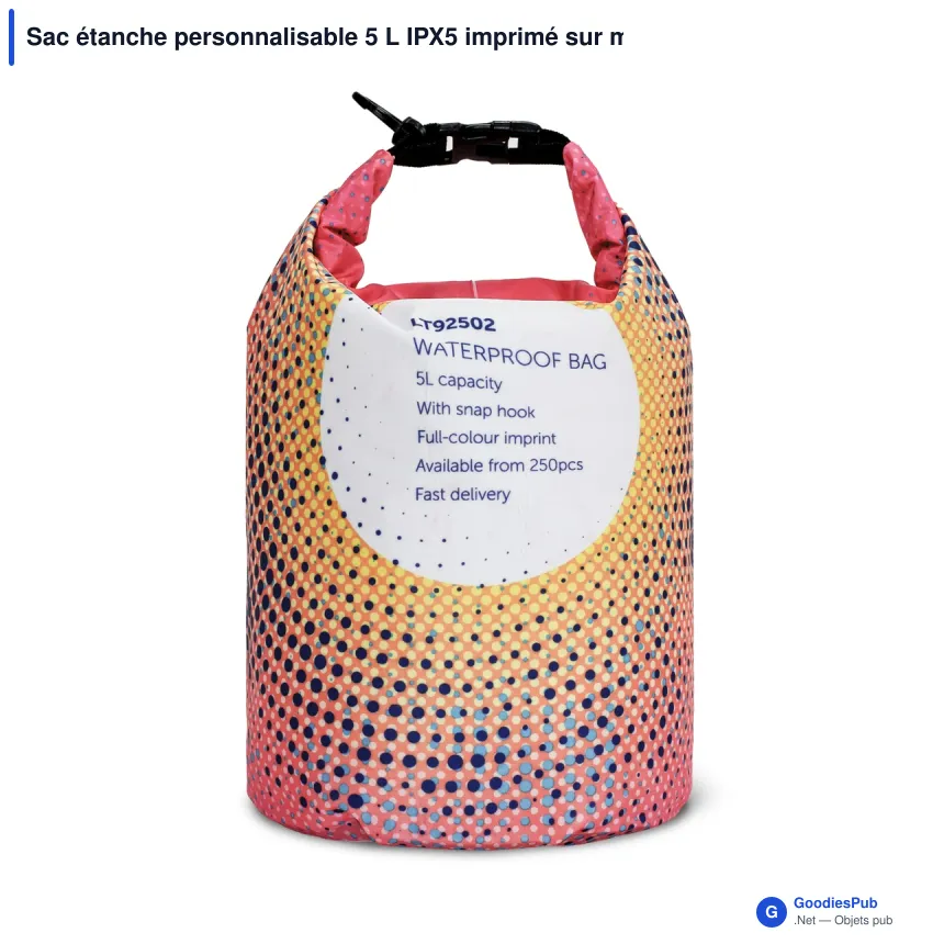 Sac étanche personnalisable 5 L IPX5 imprimé sur mesure avec logo - Full color - Image 2