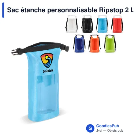 Sac étanche personnalisable Ripstop 2 L pour téléphone avec logo - IPX6