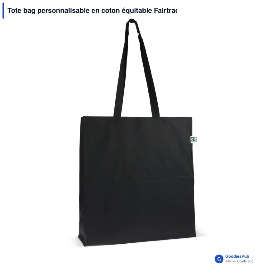 Tote bag personnalisable en coton équitable Fairtrade 38x10x42 cm avec logo - Couleurs - Image 2