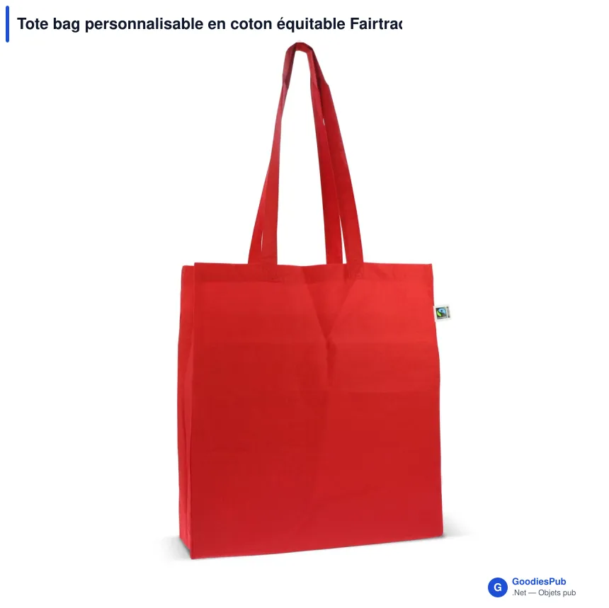 Tote bag personnalisable en coton équitable Fairtrade 38x10x42 cm avec logo - Couleurs - Image 4