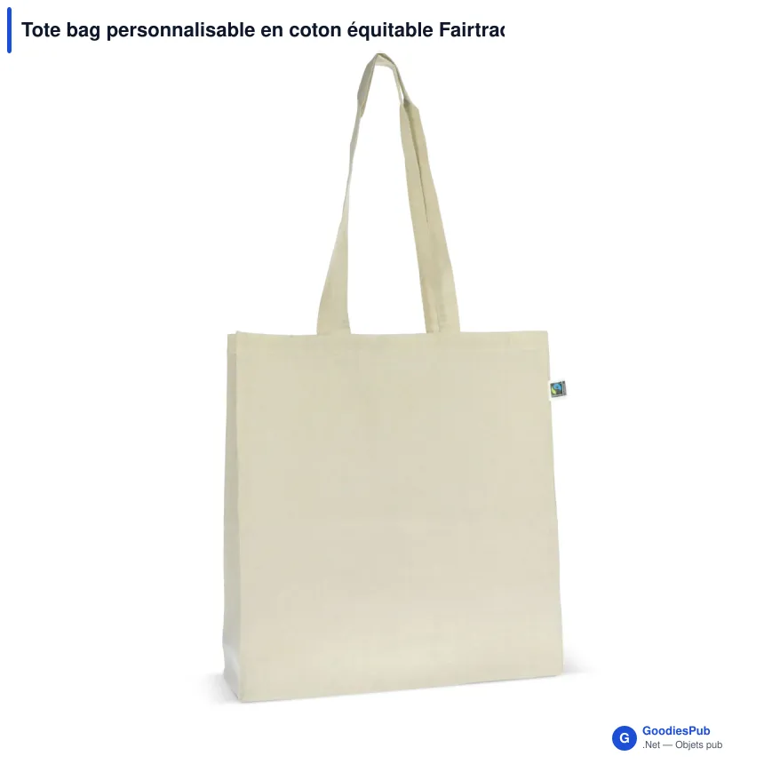 Tote bag personnalisable en coton équitable Fairtrade 38x10x42 cm avec logo - Écru - Image 2