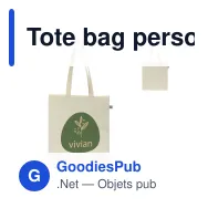 Tote bag personnalisable en coton équitable Fairtrade 38x42 cm avec logo - Écru - Miniature 1