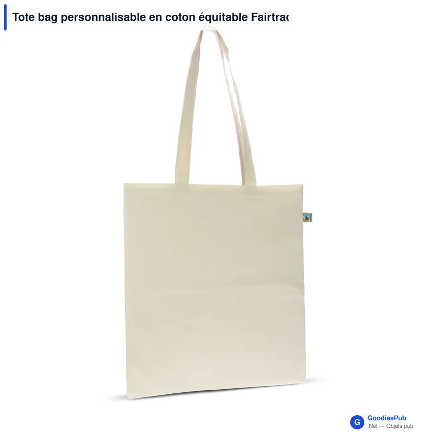 Tote bag personnalisable en coton équitable Fairtrade 38x42 cm avec logo - Écru - Image 2