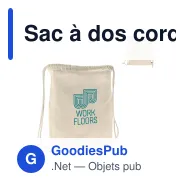 Sac à dos cordelettes personnalisable en coton Fairtrade 35x45 cm avec logo - Écru - Miniature 1