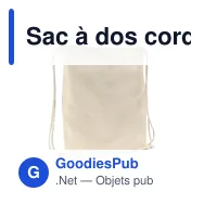 Sac à dos cordelettes personnalisable en coton Fairtrade 35x45 cm avec logo - Écru - Miniature 2