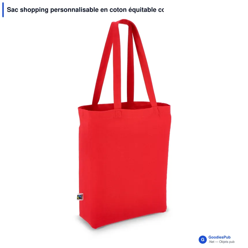 Sac shopping personnalisable en coton équitable coloré avec logo - 270 g/m² - Image 2