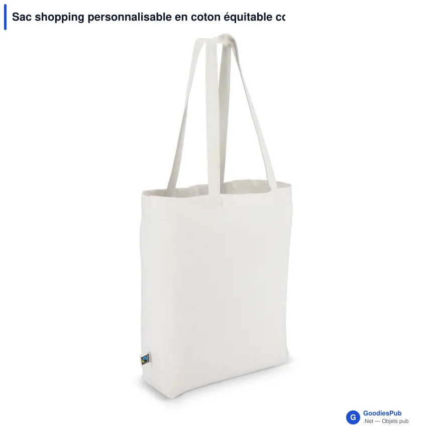 Sac shopping personnalisable en coton équitable coloré avec logo - 270 g/m² - Image 3