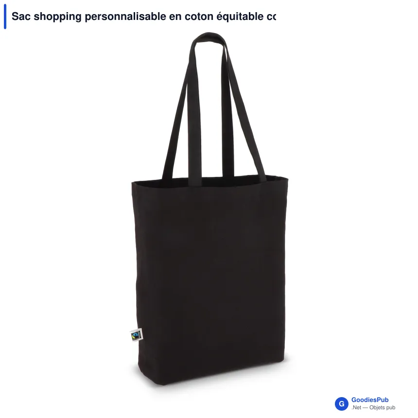 Sac shopping personnalisable en coton équitable coloré avec logo - 270 g/m² - Image 4