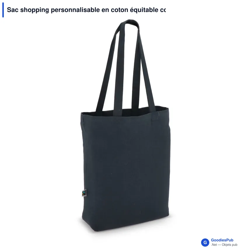 Sac shopping personnalisable en coton équitable coloré avec logo - 270 g/m² - Image 5