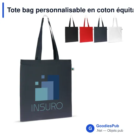Tote bag personnalisable en coton équitable Fairtrade 38x42 cm avec logo - Couleurs