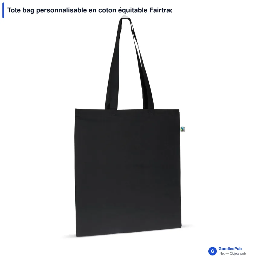 Tote bag personnalisable en coton équitable Fairtrade 38x42 cm avec logo - Couleurs - Image 2