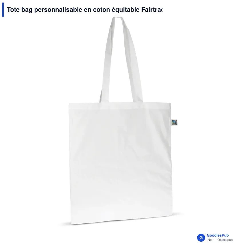Tote bag personnalisable en coton équitable Fairtrade 38x42 cm avec logo - Couleurs - Image 3