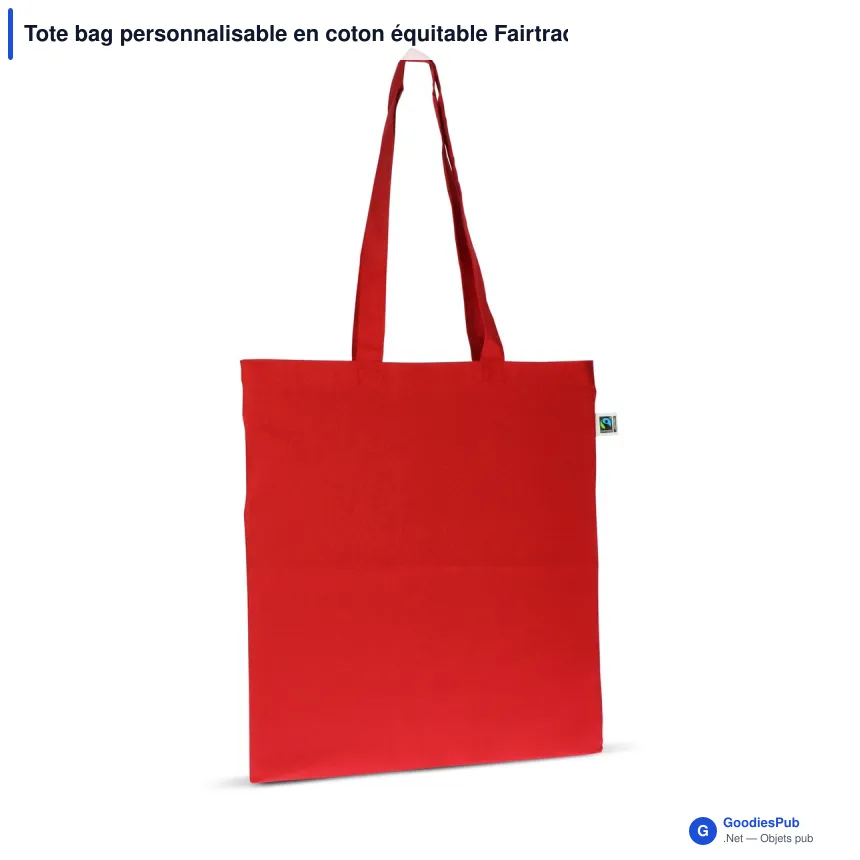 Tote bag personnalisable en coton équitable Fairtrade 38x42 cm avec logo - Couleurs - Image 5