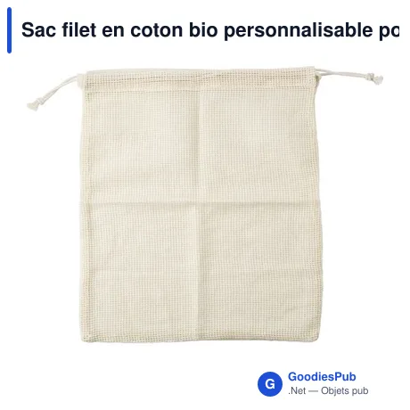 Sac filet en coton bio personnalisable pour fruits - Freddyavec logo