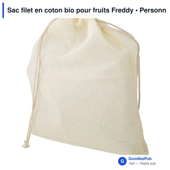 Sac filet en coton bio personnalisable pour fruits - Freddyavec logo - Image 2