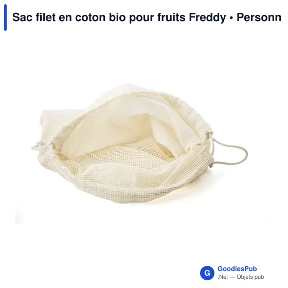 Sac filet en coton bio personnalisable pour fruits - Freddyavec logo - Image 3
