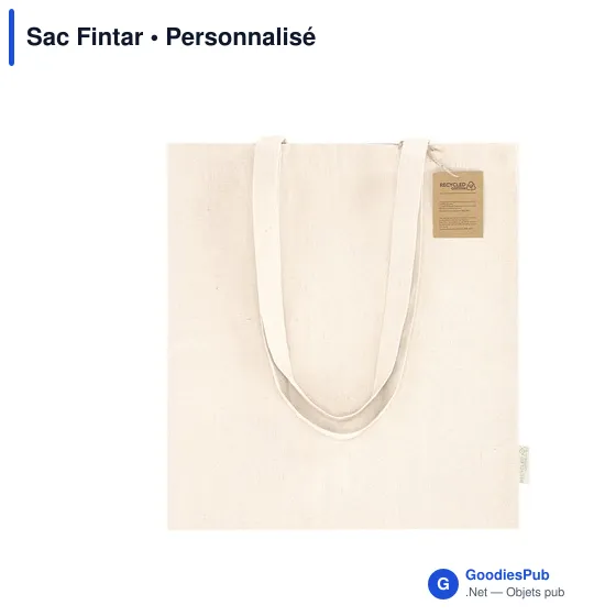 Sac shopping personnalisable en coton recyclé avec logo - Sac Fintar - Image 1