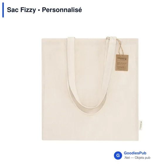 Sac shopping personnalisable en coton bio - Sac Fizzyavec logo - Image 1