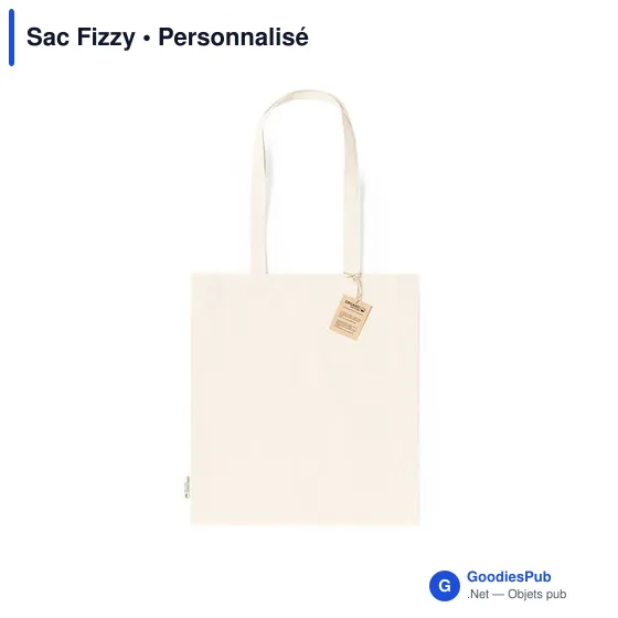 Sac shopping personnalisable en coton bio - Sac Fizzyavec logo - Image 2