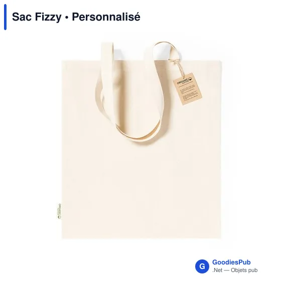 Sac shopping personnalisable en coton bio - Sac Fizzyavec logo - Image 3