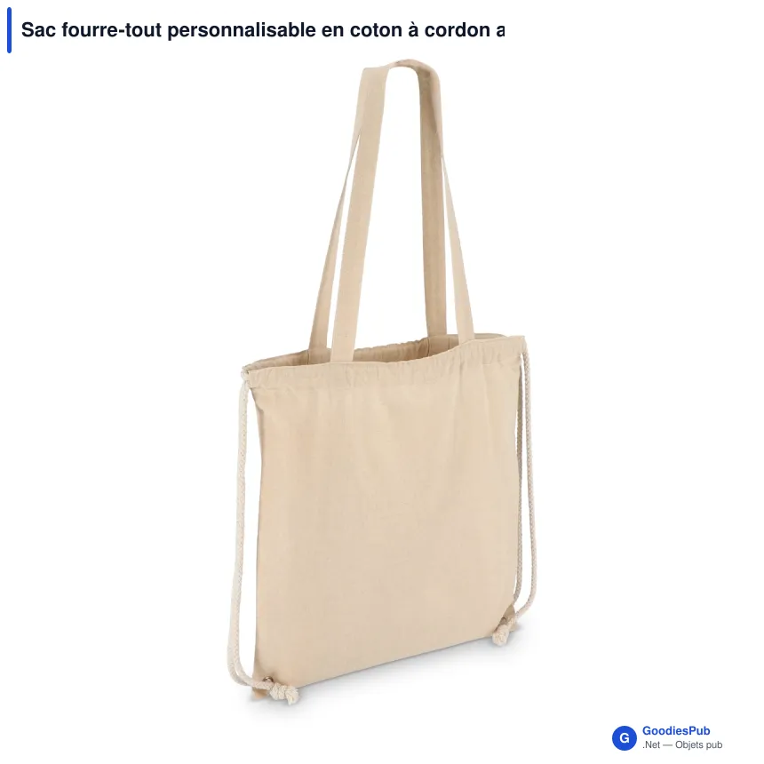 Sac fourre-tout personnalisable en coton à cordon avec logo - OEKO-TEX® 140 g/m² - Image 2