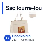 Sac fourre-tout personnalisable en coton zippé 320 g/m² avec logo - 39 x 34 cm - Miniature 1