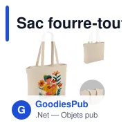 Sac fourre-tout personnalisable en coton zippé 320 g/m² avec logo - 47 x 35 cm - Miniature 1