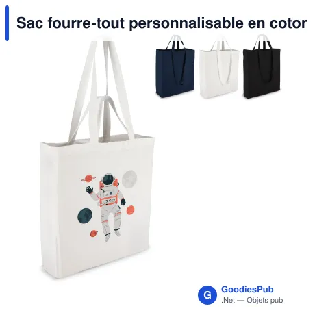 Sac fourre-tout personnalisable en coton coloré à soufflet avec logo - 140 g/m²