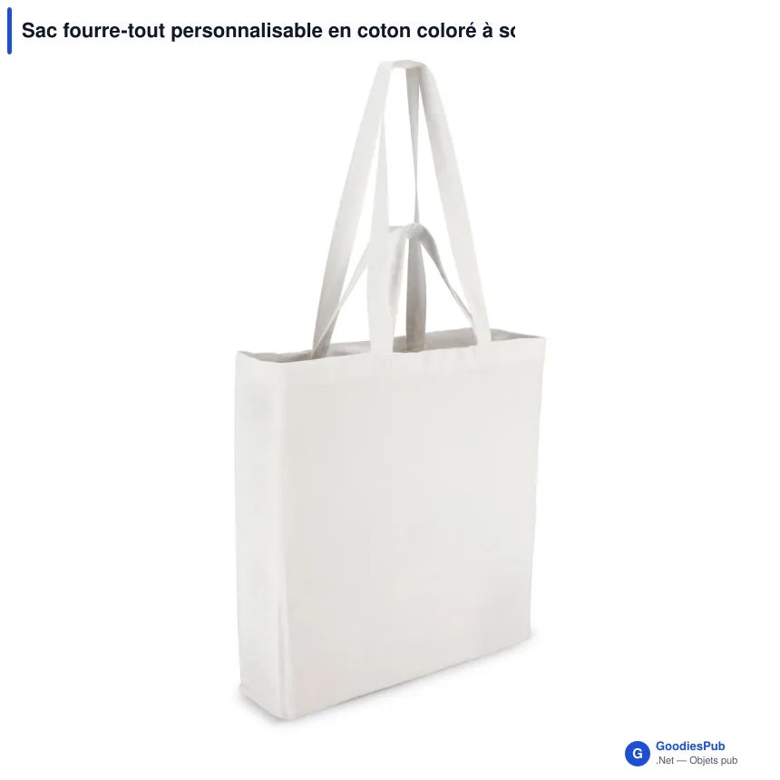 Sac fourre-tout personnalisable en coton coloré à soufflet avec logo - 140 g/m² - Image 2