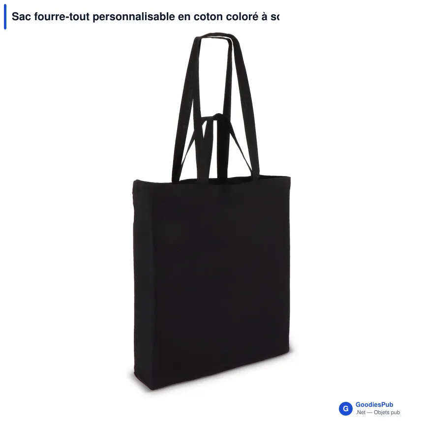 Sac fourre-tout personnalisable en coton coloré à soufflet avec logo - 140 g/m² - Image 3