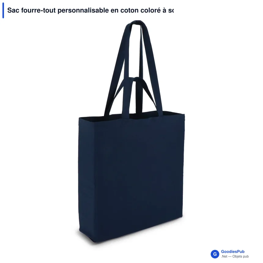 Sac fourre-tout personnalisable en coton coloré à soufflet avec logo - 140 g/m² - Image 4