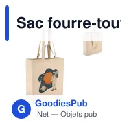 Sac fourre-tout personnalisable en coton écru à soufflet avec logo - 140 g/m² - Miniature 1