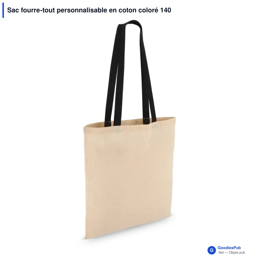 Sac fourre-tout personnalisable en coton coloré 140 g/m² avec logo - 38 x 42 cm - Image 2