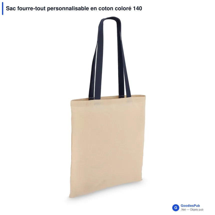 Sac fourre-tout personnalisable en coton coloré 140 g/m² avec logo - 38 x 42 cm - Image 3