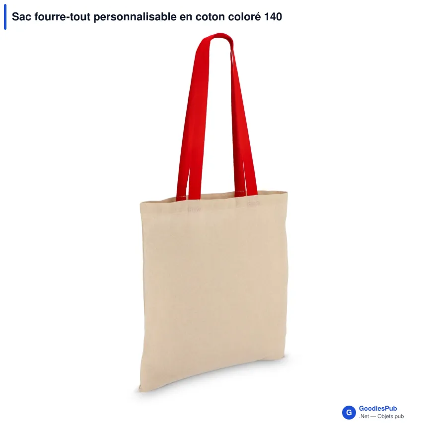 Sac fourre-tout personnalisable en coton coloré 140 g/m² avec logo - 38 x 42 cm - Image 4