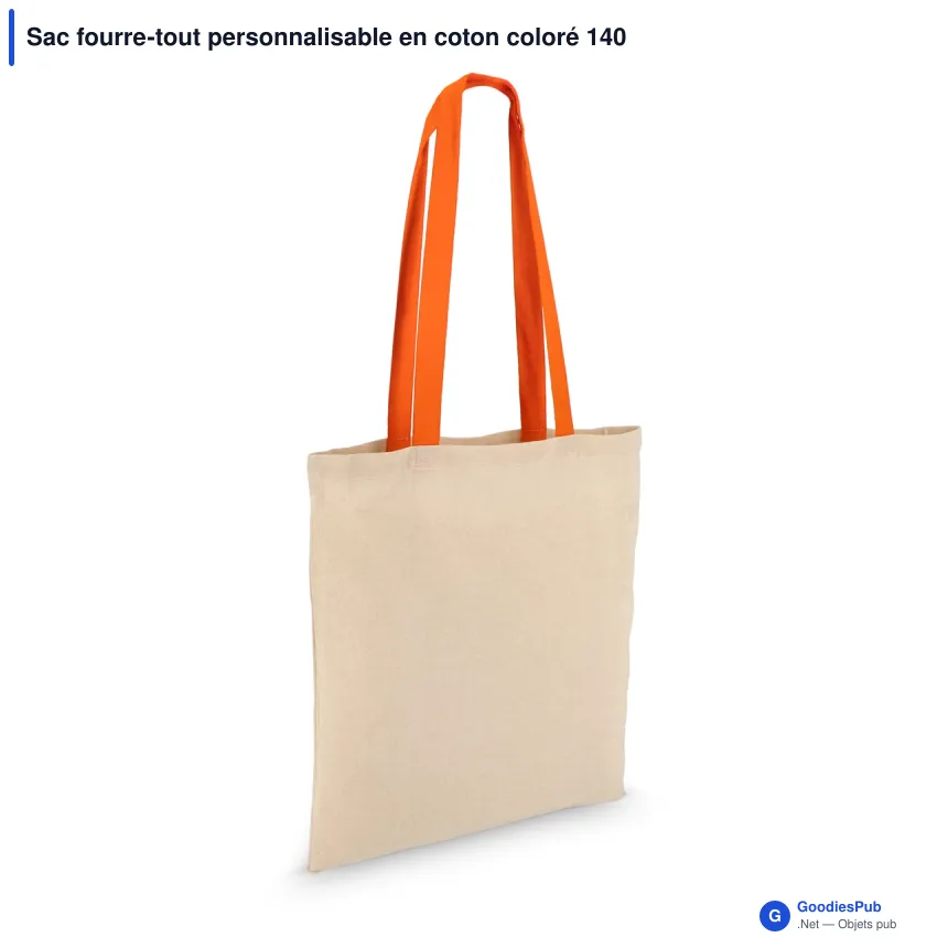 Sac fourre-tout personnalisable en coton coloré 140 g/m² avec logo - 38 x 42 cm - Image 5