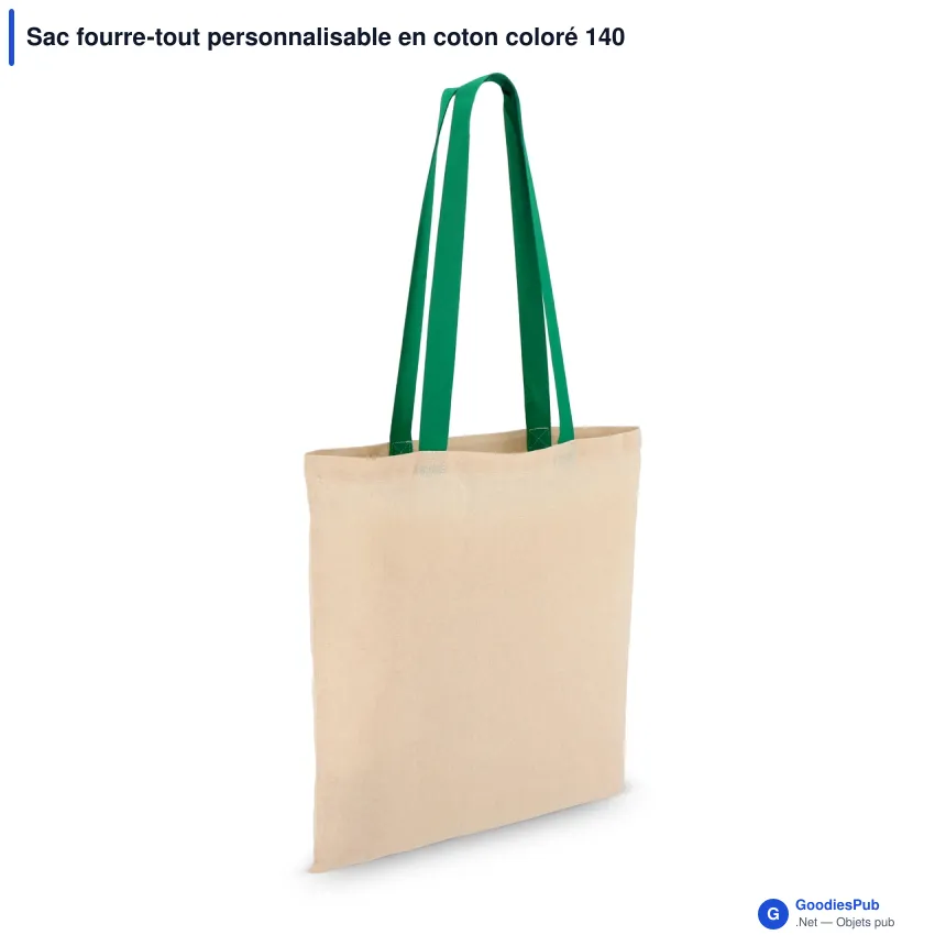 Sac fourre-tout personnalisable en coton coloré 140 g/m² avec logo - 38 x 42 cm - Image 6