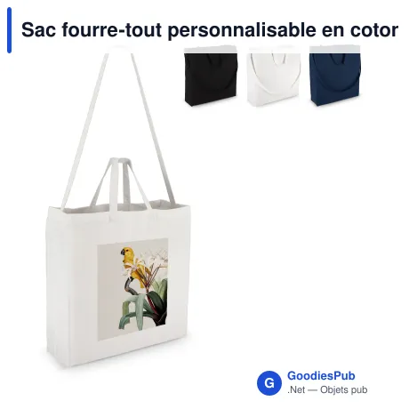 Sac fourre-tout personnalisable en coton coloré 220 g/m² avec logo - 40 x 44 cm